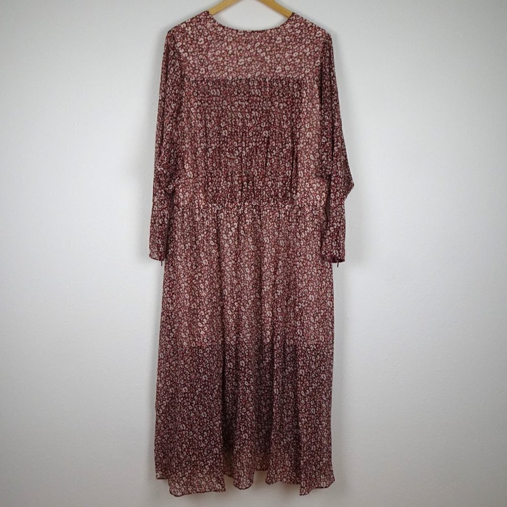 Ted Baker Vallyy Midi Dress Size 8 Ted Size 3 Animal Print Flowy Boho Peasant - Picture 9 of 14